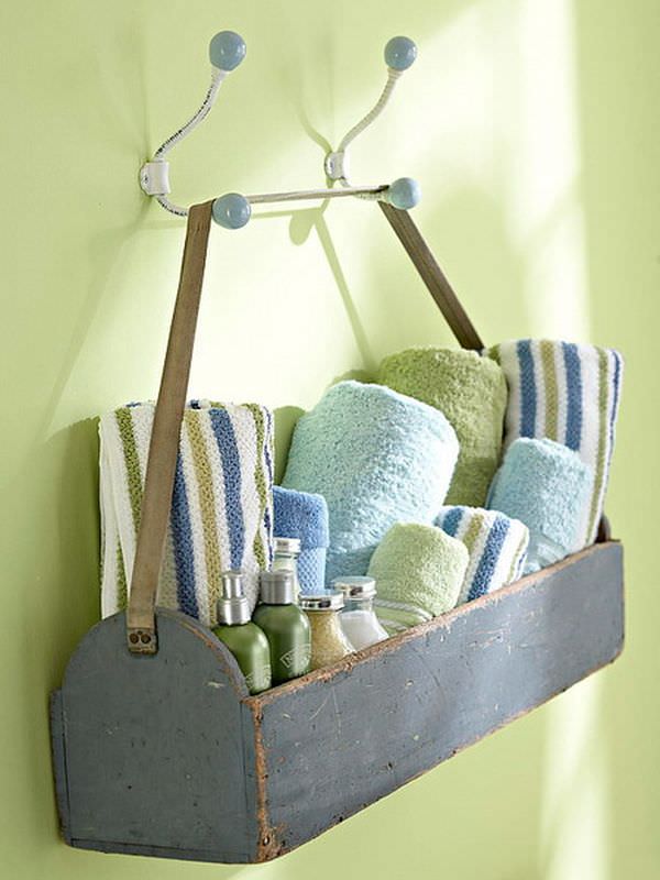 Tool box towel storage