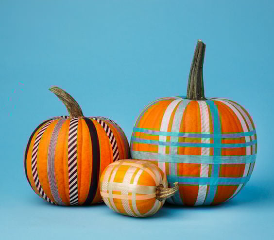 Tape pumpkin decorating