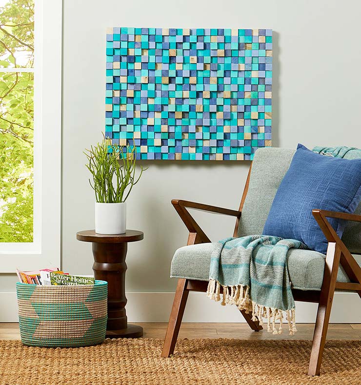 DIY square dowel wall art
