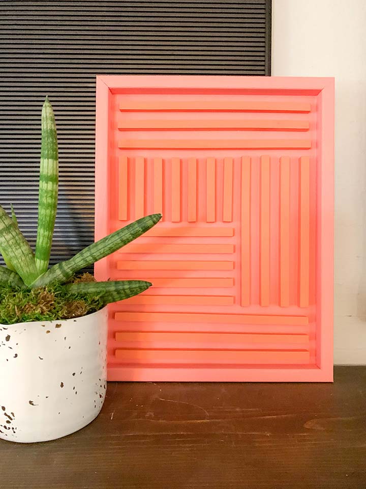 Coral colored DIY geometric wood wall art