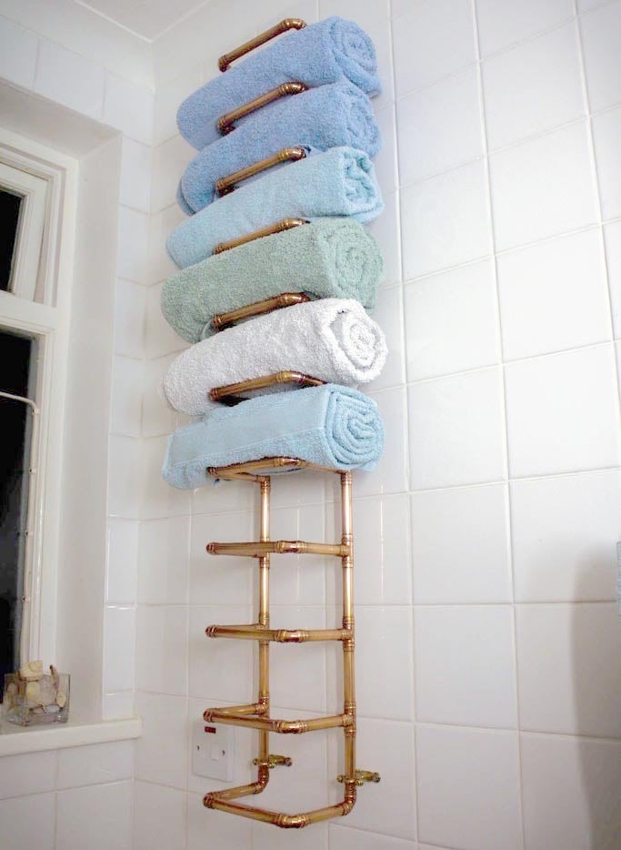 Bathroom Organizer Wall Shelf With Towel Hooks  Diy bathroom storage,  Bathroom organization diy, Bathroom storage shelves