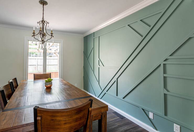 green 3d geometric wall design