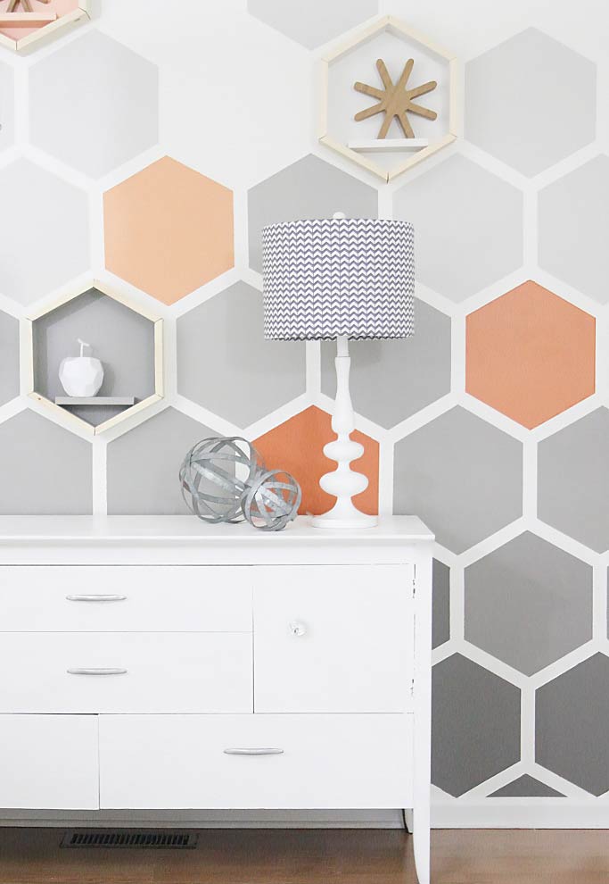 hexagon pattern accent wall