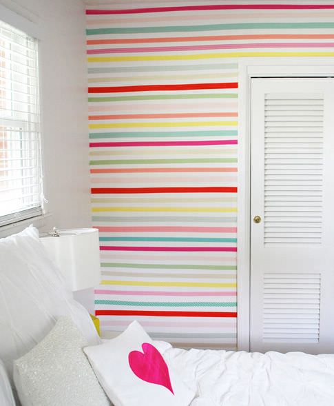 striped washi tape wall