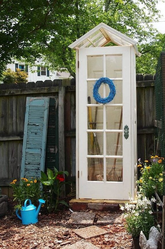 diy garden shed using doors
