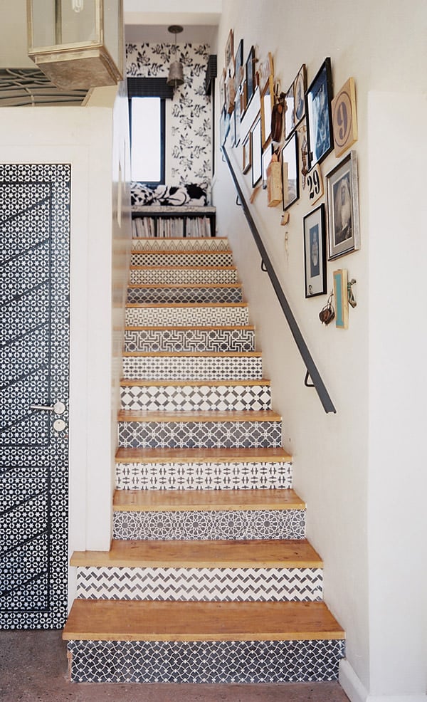 Staircase+Stenciled+stair+risers