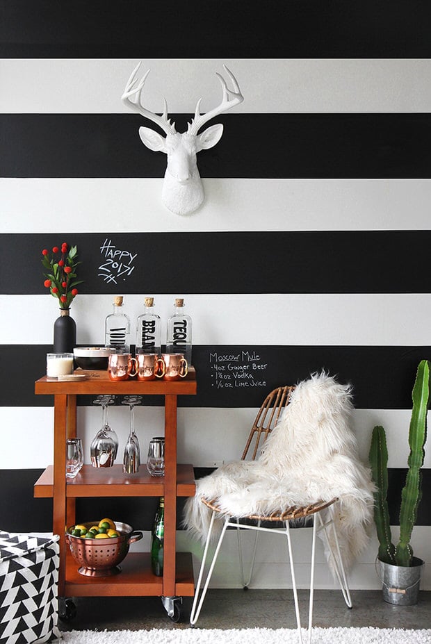 Black white shop room decor