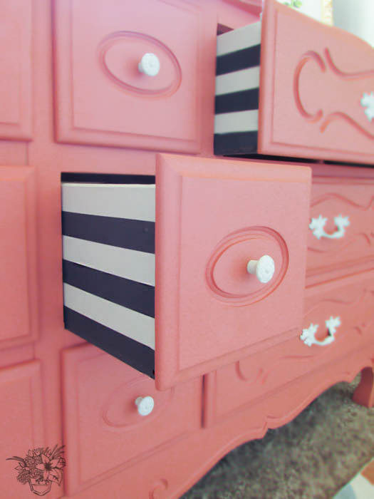 DIY Dresser Makeovers - Striped Drawers