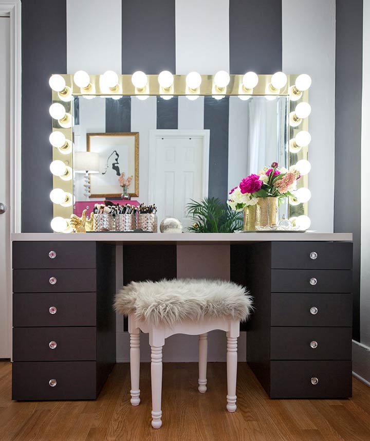 diy makeup vanity with lights