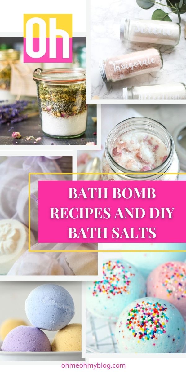 Blog Cover Collage Image with different types of bath bombs and bath salts