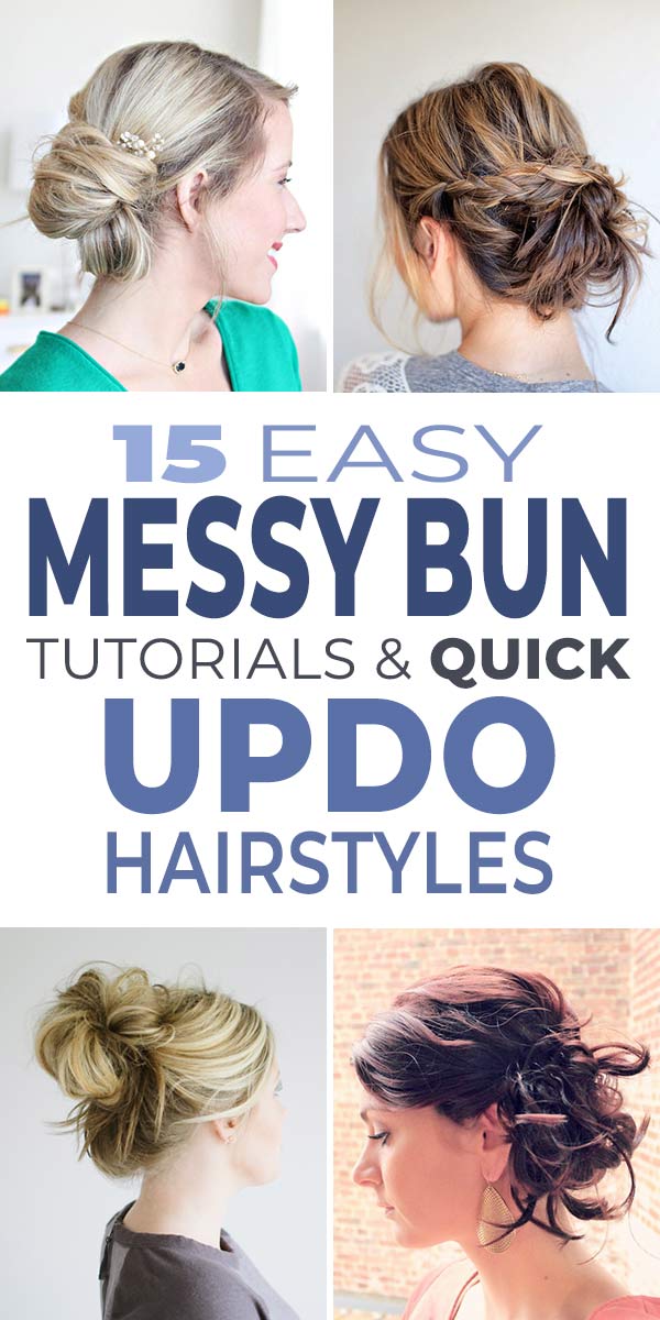 Messy Bun Updo For MidLength Hair Women Hairstyles