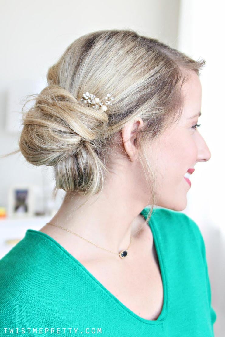 Easy Low Bun Updo Tutorial - Ashley Brooke