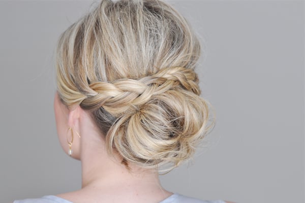 low bun with a braid