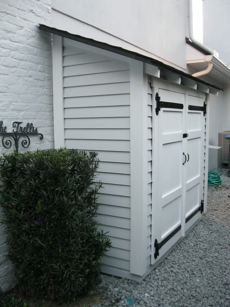 wooden lean to storage shed to match home design