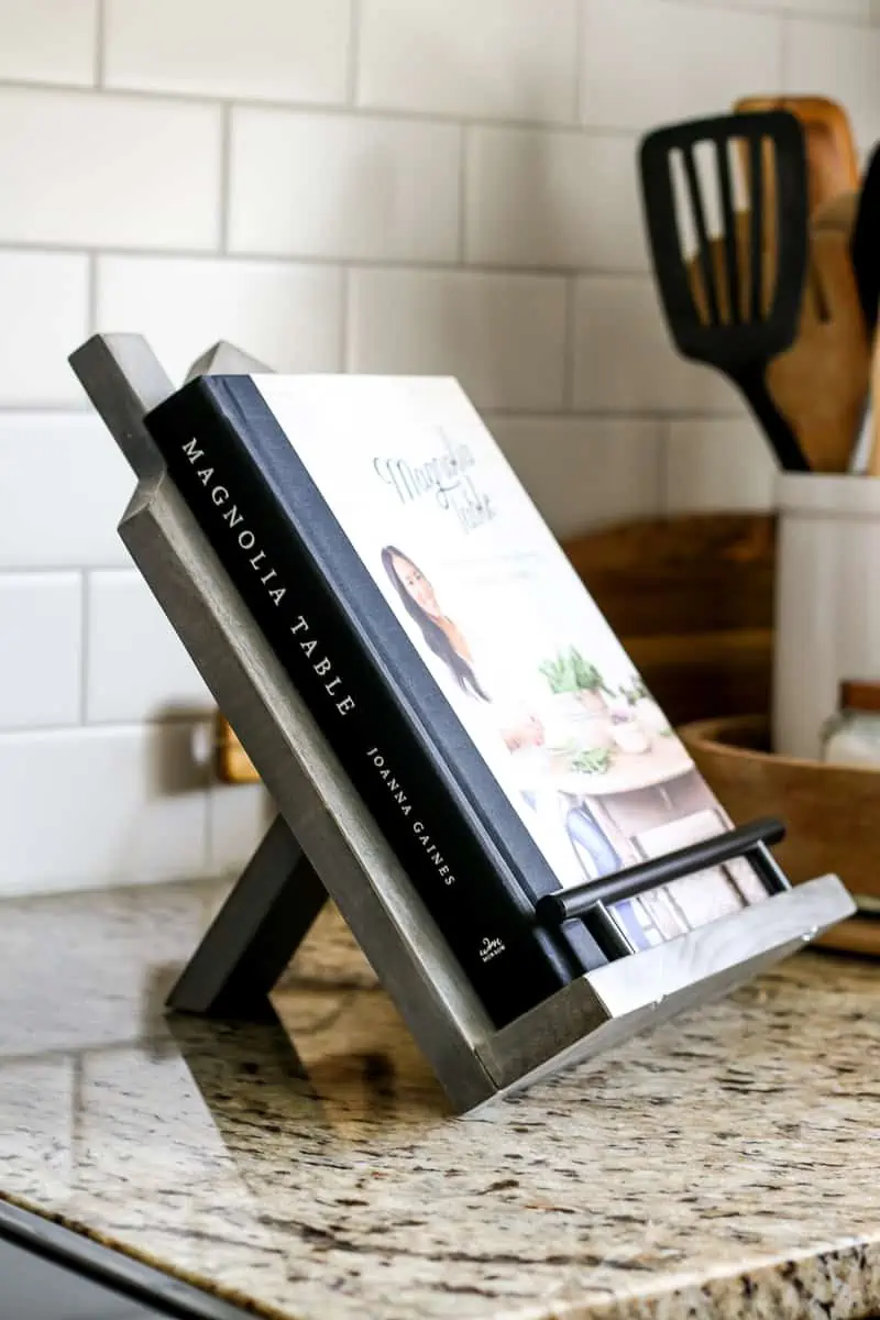 cookbook stand holding cook books