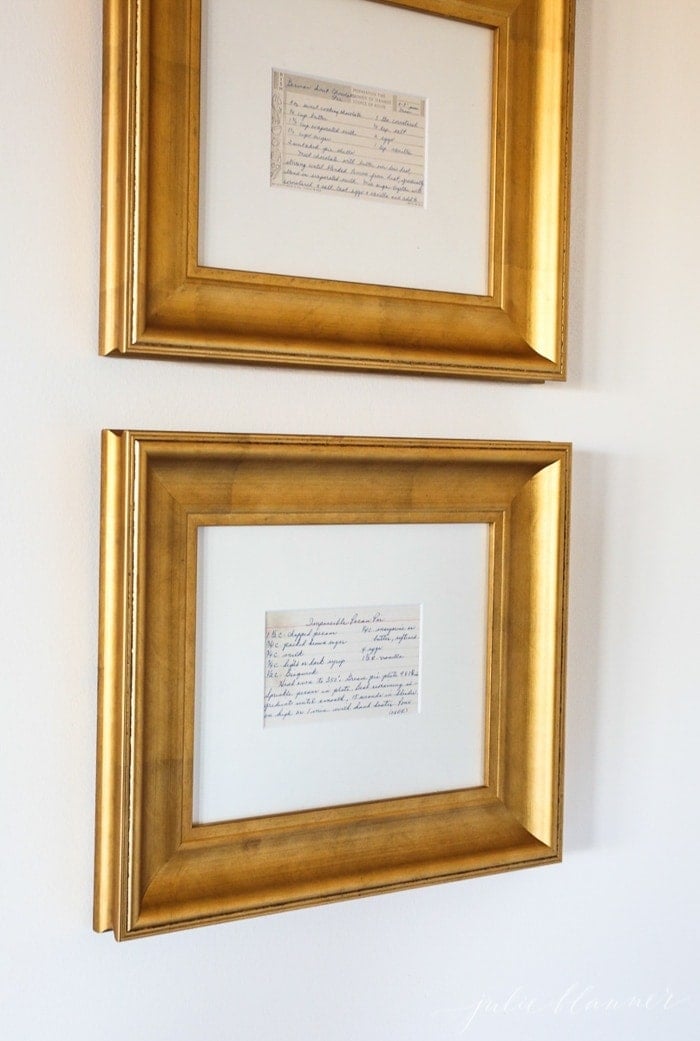 framed recipe cards