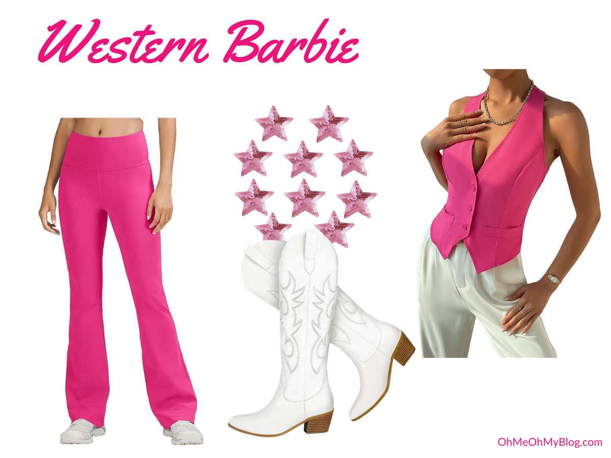 pants, vest, boots and appliqué stars to create a diy western barbie costume