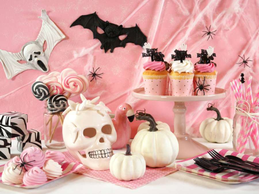 Pink themed Halloween Decor