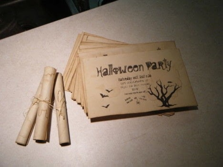 Vintage-style Halloween party invitations with spooky fonts and bat graphics