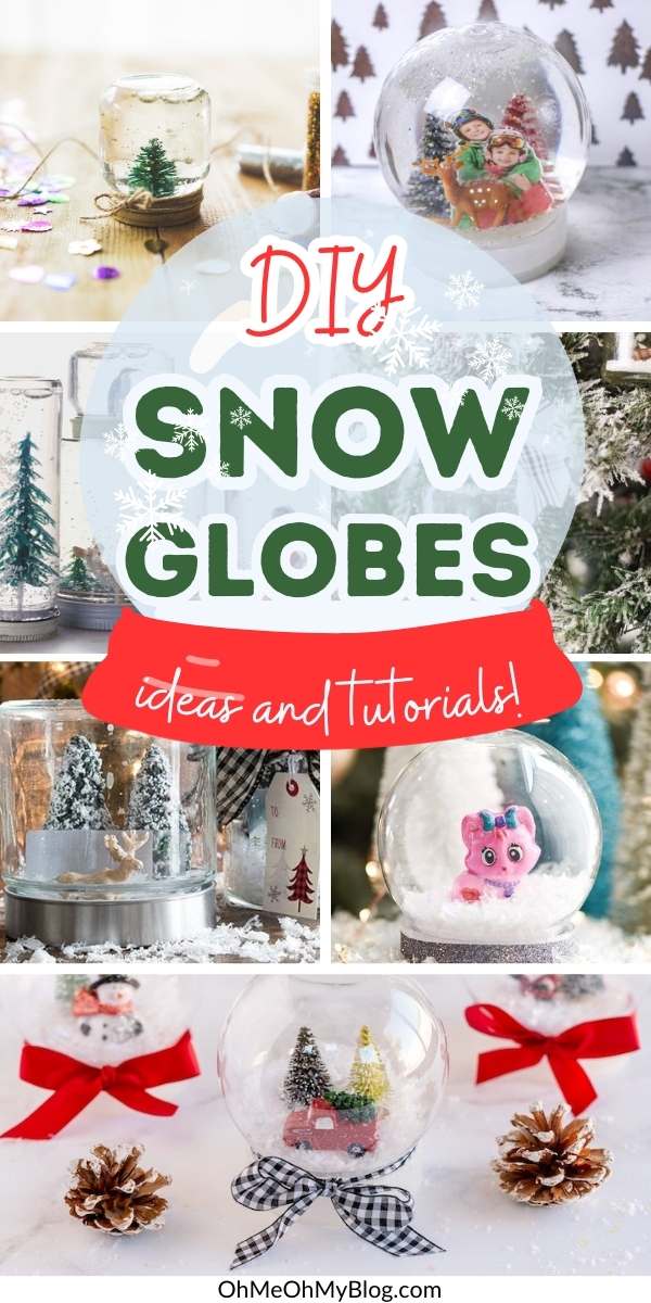collage of photos showing diy snow globe ideas