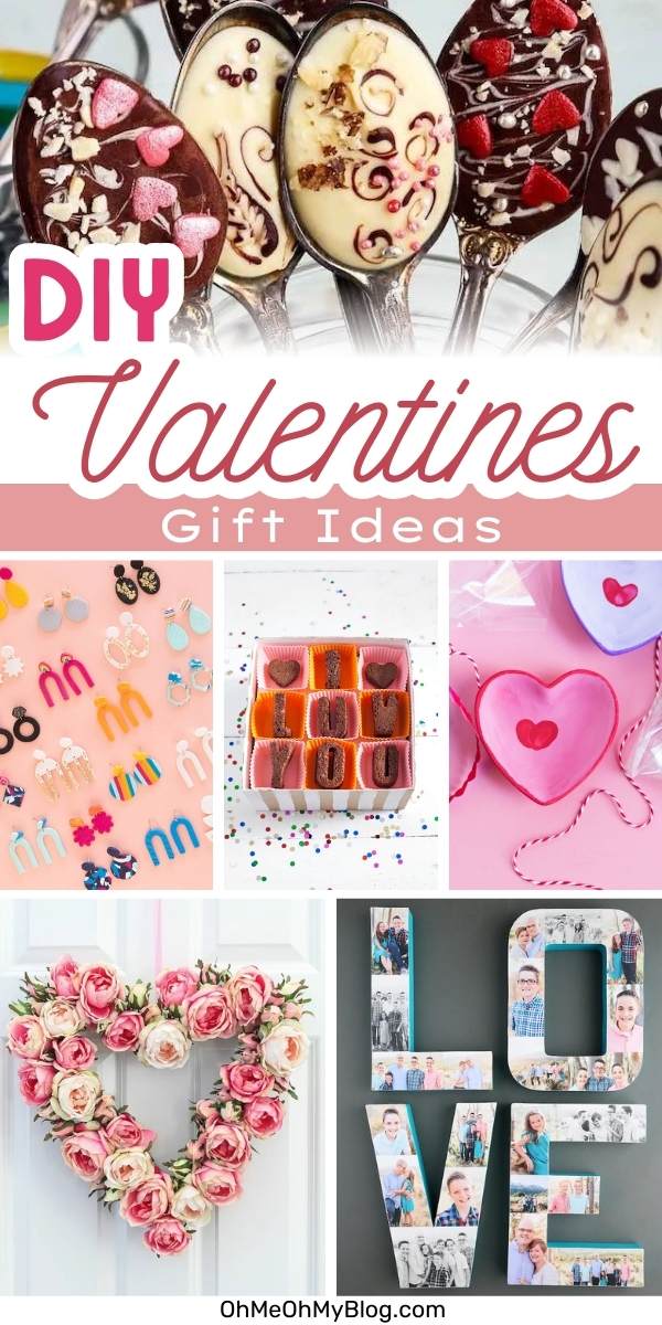 A collage of photos featuring DIY Valentine's gift ideas