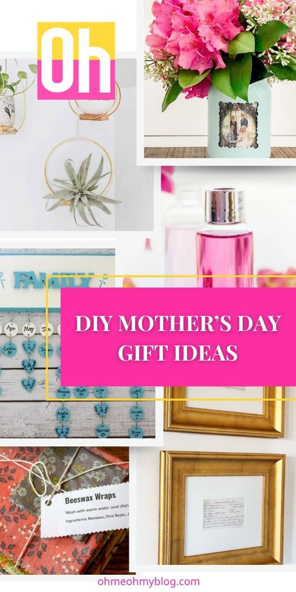 A collage of photos of DIY Mother's Day gift ideas