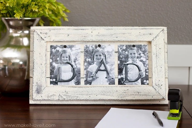 homemade frame with Father's Day photo shoot pictures