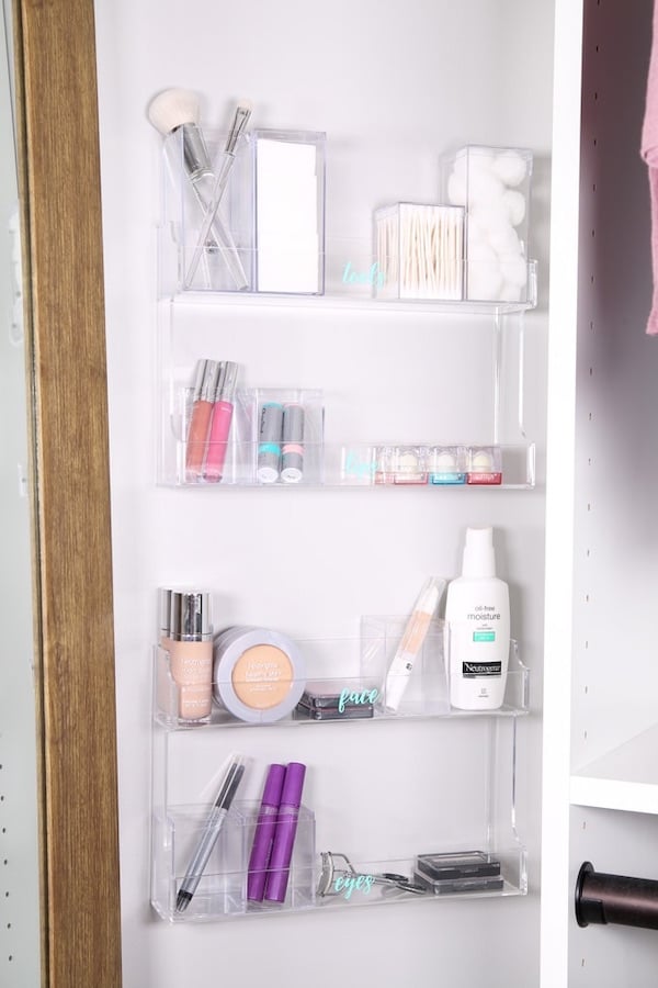 DIY wall makeup organizer 